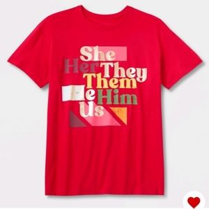 Take Pride Red Pronouns T shirt